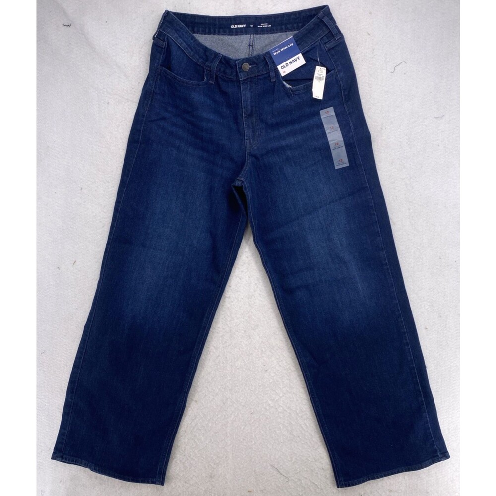 Old Navy Wow Wide Leg Jeans Women’s 12 Dark Wash High Rise Denim 32x32 NWT
